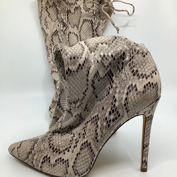 Olivia Faux Leather Snakeskin Over The Knee Boots - Picture 1 of 8